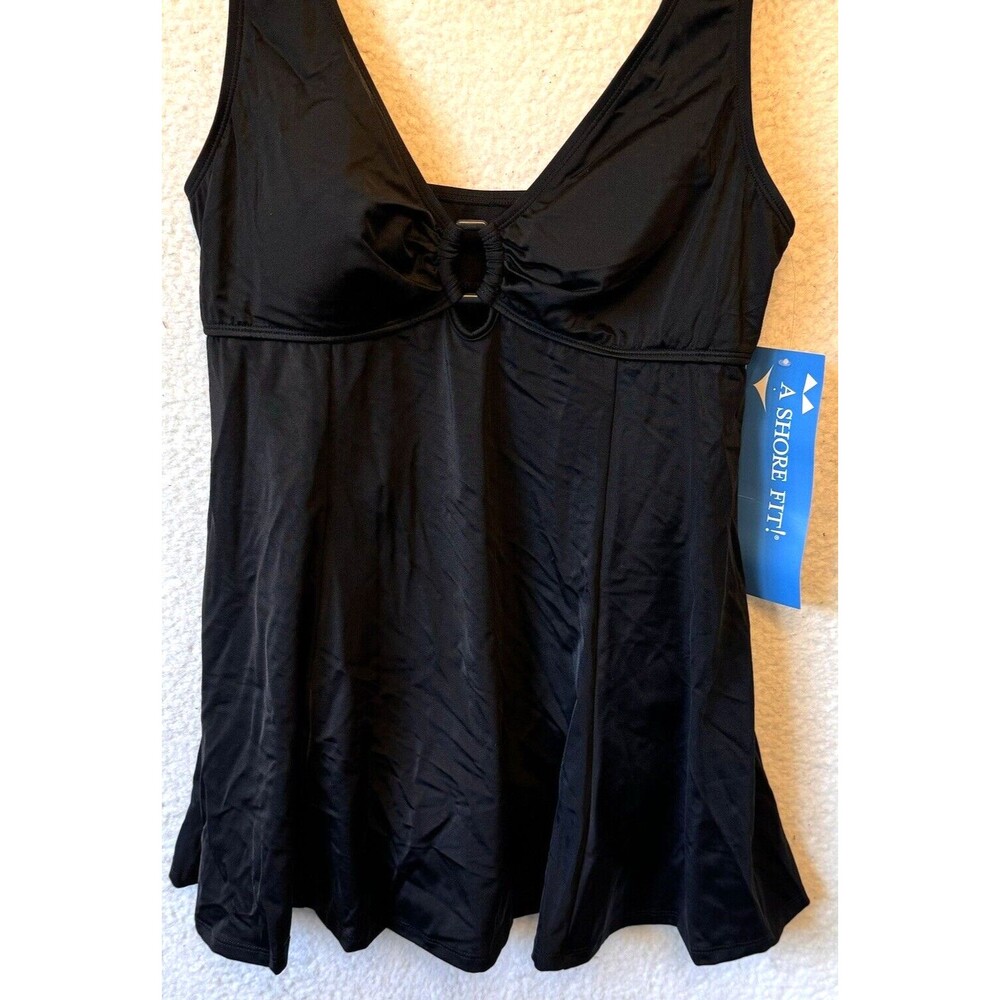 A SHORE FIT!  WOMEN'S BLACK ONE-PIECE BATHING SUIT Swim Dress - Picture 2 of 13